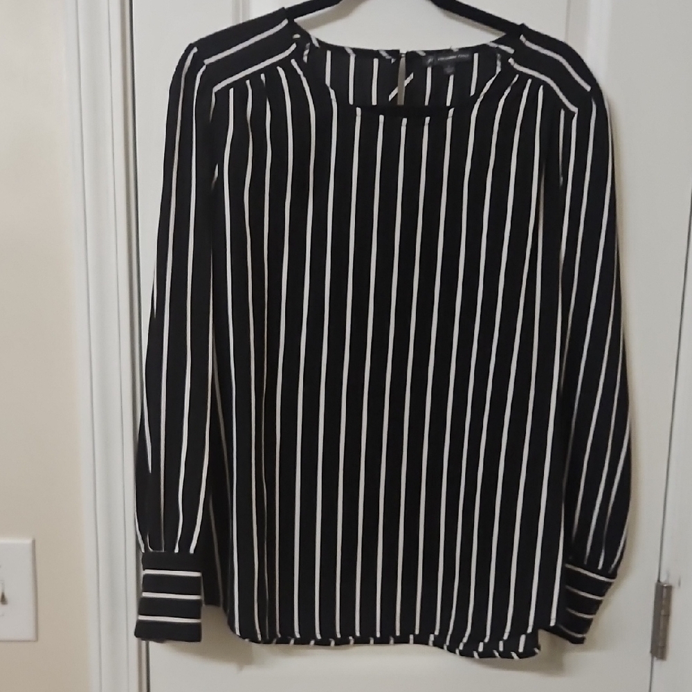 Adrianna Papell Black and White Striped Blouse